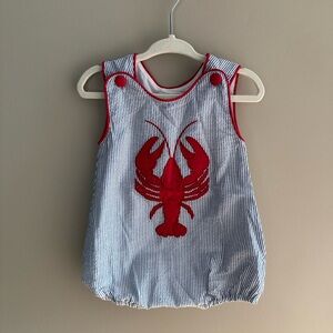 Lil Cactus Blue and White Striped Lobster Romper